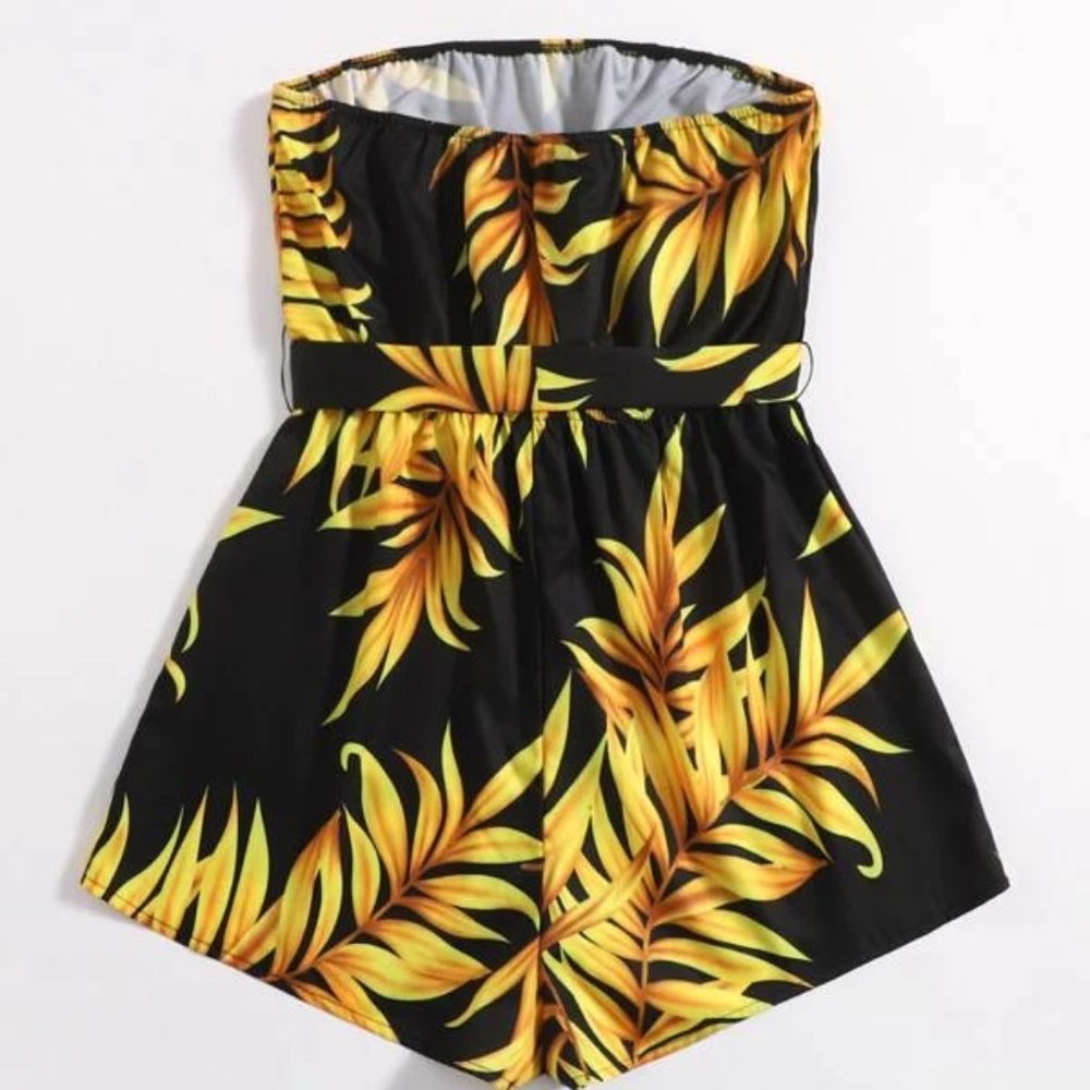 Black/Yellow Tropical Tube Romper in M and L - Picture 2 of 3